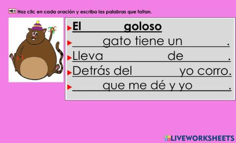 El gato goloso: Escribe