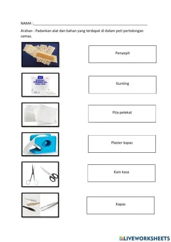 Alat dan bahan dalam peti pertolongan cemas