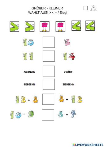 Größer oder kleiner - QUADRAT