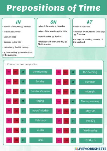 Prepositions of Time