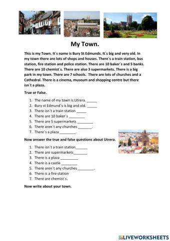 My town reading comprehension