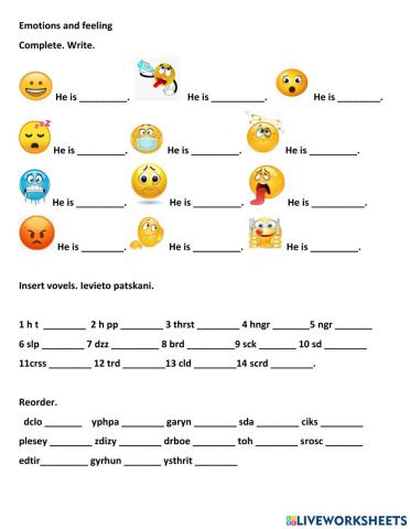 Emotions and feelings. Spelling.