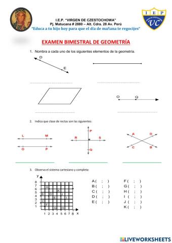 Examen bimestral de Geometría