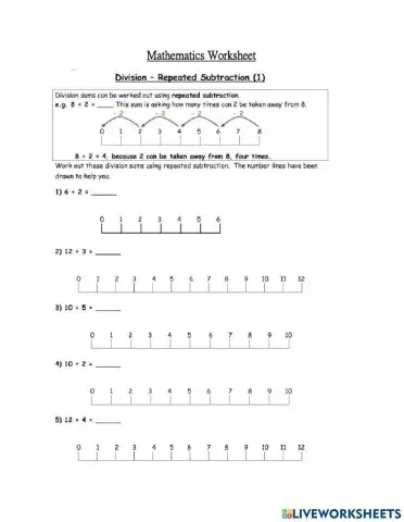 Division Repeated Subtraction using the number line