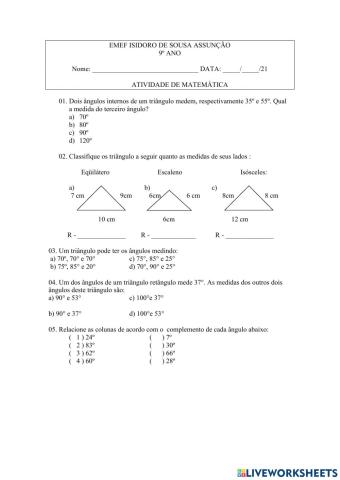 Atividade de matemática