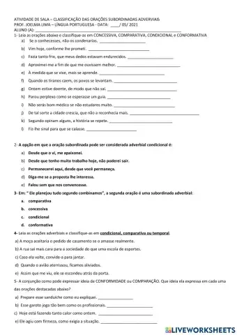 Orações adverbiais