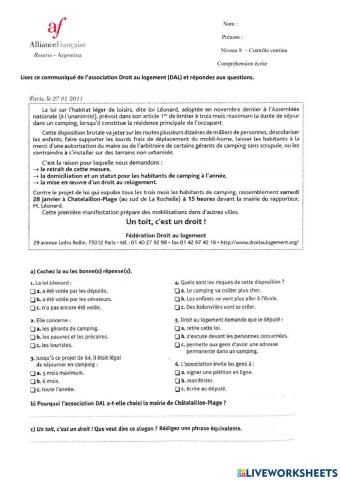 Compréhension écrite