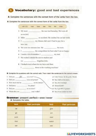Part 1 - Grammar and Vocab unit 4 OP
