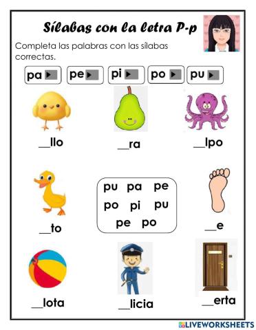 Silabas con P-p