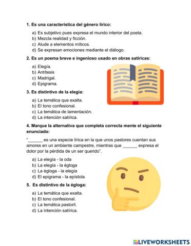 Cuestionario Género Lírico