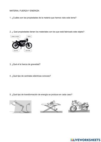 Materia, fuerza y energía