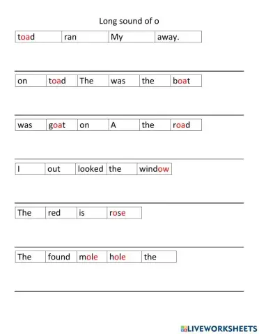 Long Sound of o Sentences