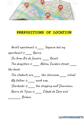 Prepositions in a city