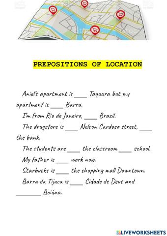 Prepositions in a city