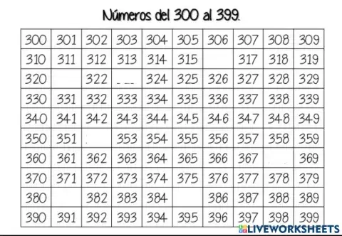 completo con los números que faltan