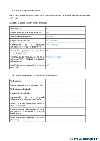 Subordinades adjectives i substantives