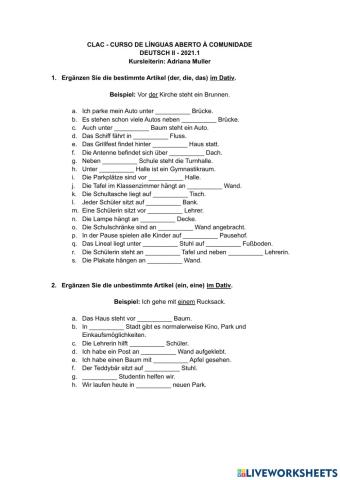 Übung - Akk und Dat