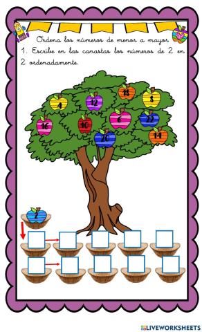 Ordenar de 2 en 2 hasta el 44