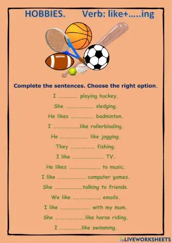 HOBBIES. Verb+...ing