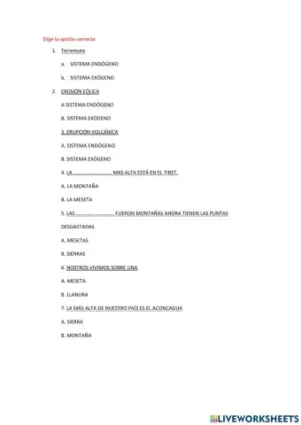 Repaso erosión y relieve emergido