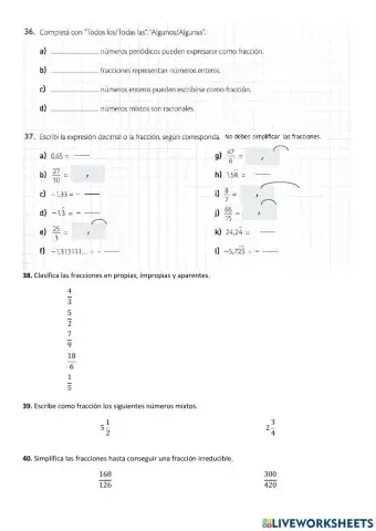 Fracciones y decimales