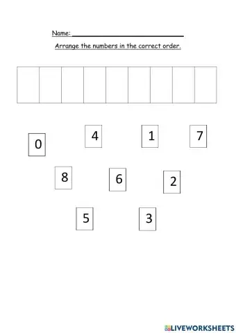 Sequencing Numbers 0 - 8 