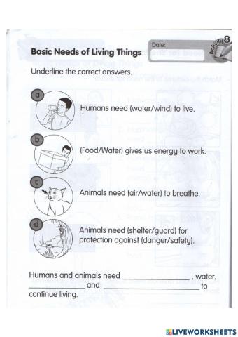 Basic Needs of Living Things