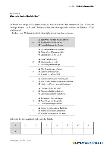 Kompetencia 8. Hören