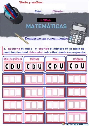Numeración. Diagnóstico. 7.1