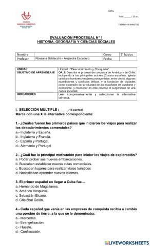 Prueba descubrimiento y conquista América