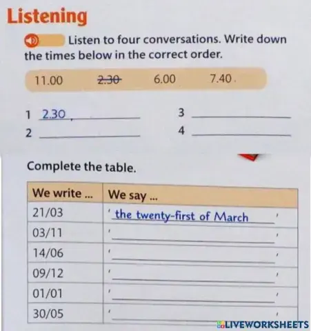 The time and the date