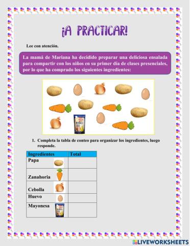 Tabla de conteo y diagrama de barras