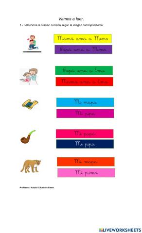 Leer oraciones con letra P-M