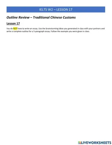 IELTS Writing 2 Lesson 17 - Outlining Practice