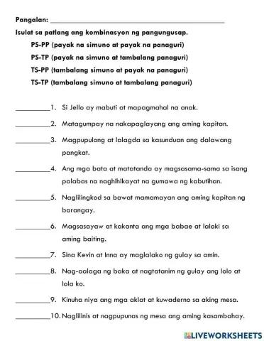 Pangungusap Ayon sa Kayarian