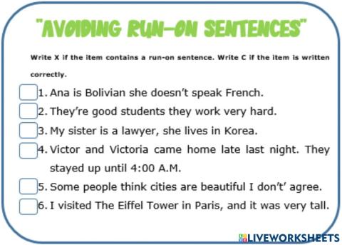 Avoiding run-on sentences