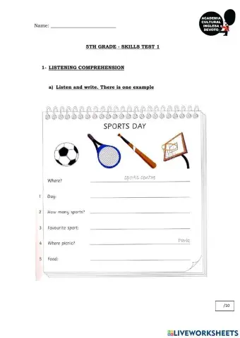 Term test 1 - Skills - G5