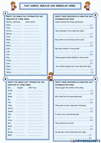 Past simple of regular and irregular verbs