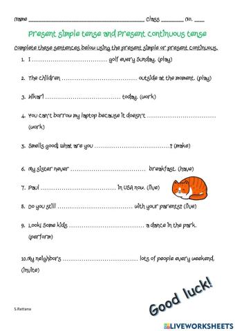 Present simple tense and present continuous tense