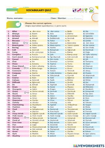 8.sınıf 2.ünite Voc. Quiz 1.bölüm (crazy)