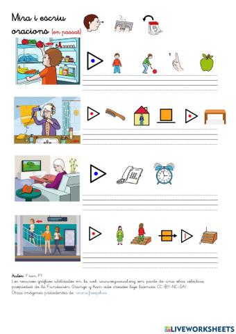 Escriure oracions 1 en passat (amb pictogrames) 