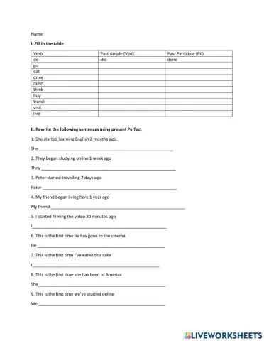 Present Perfect Vs Past simple