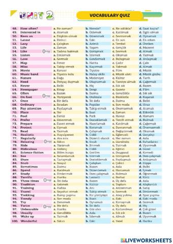 8.sınıf 2.ünite Voc. Quiz 2.bölüm (crazy)