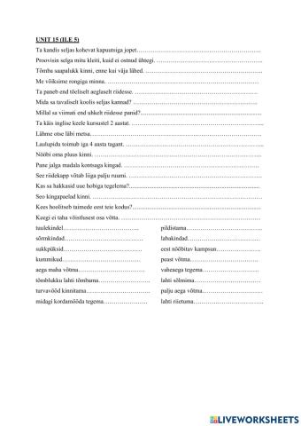 Vocabulary 15 (ILE 5)