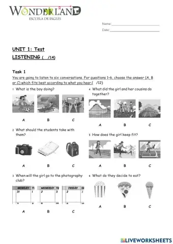 Unit 1 - Test - 2nd year