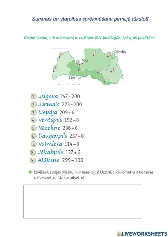 Summas un starpības aprēķināšana pirmajā tūkstotī