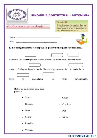 Sinonimia y Antonimia Contextual