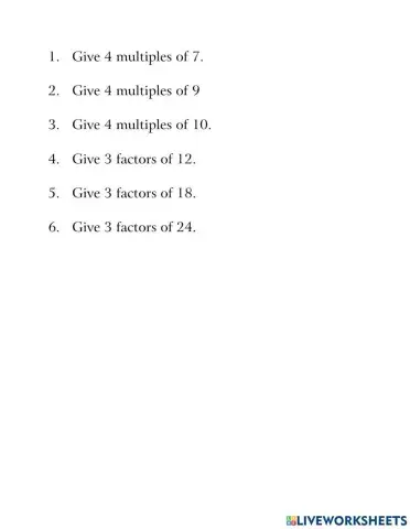 Factors and Multiples