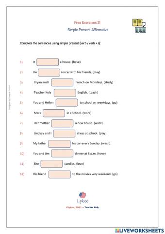 Free 31- Simple Present Aff.