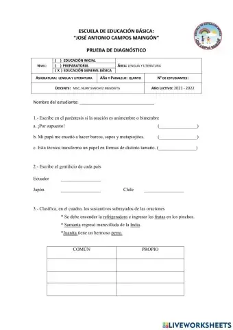 Prueba de diagnóstico